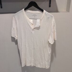 Abercrombie & Fitch Cream Short Sleeve Henley